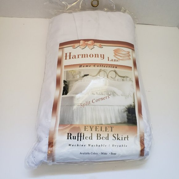 Harmony Lane White Eyelet King Bed Skirt - Picture 1 of 4